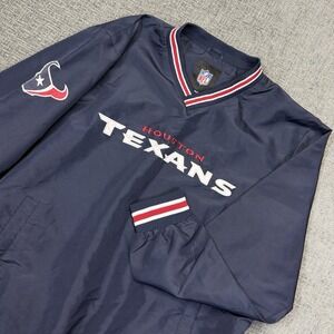 Houston Texans Pullover Windbreaker Jacket Mens XXL Blue NFL Football‎